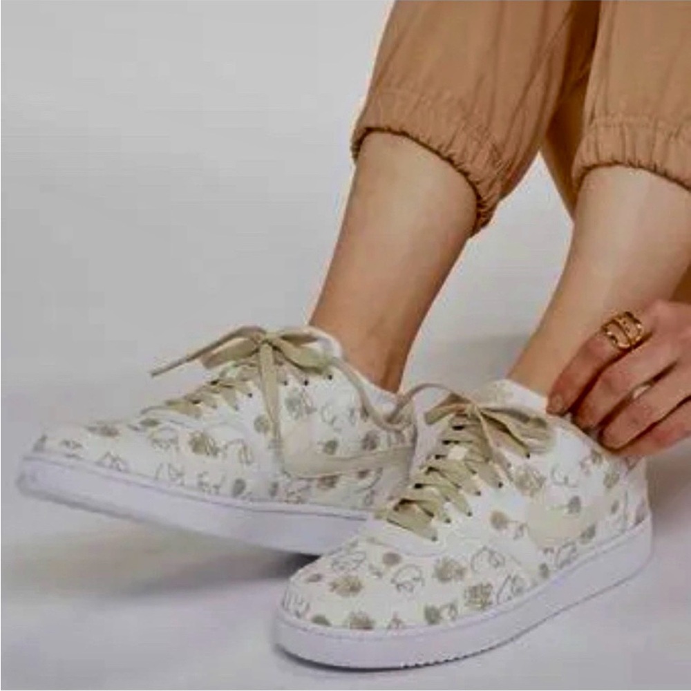 Nike Court Vision Low Valentines Edition Floral and Heart Embroidered Sneakers